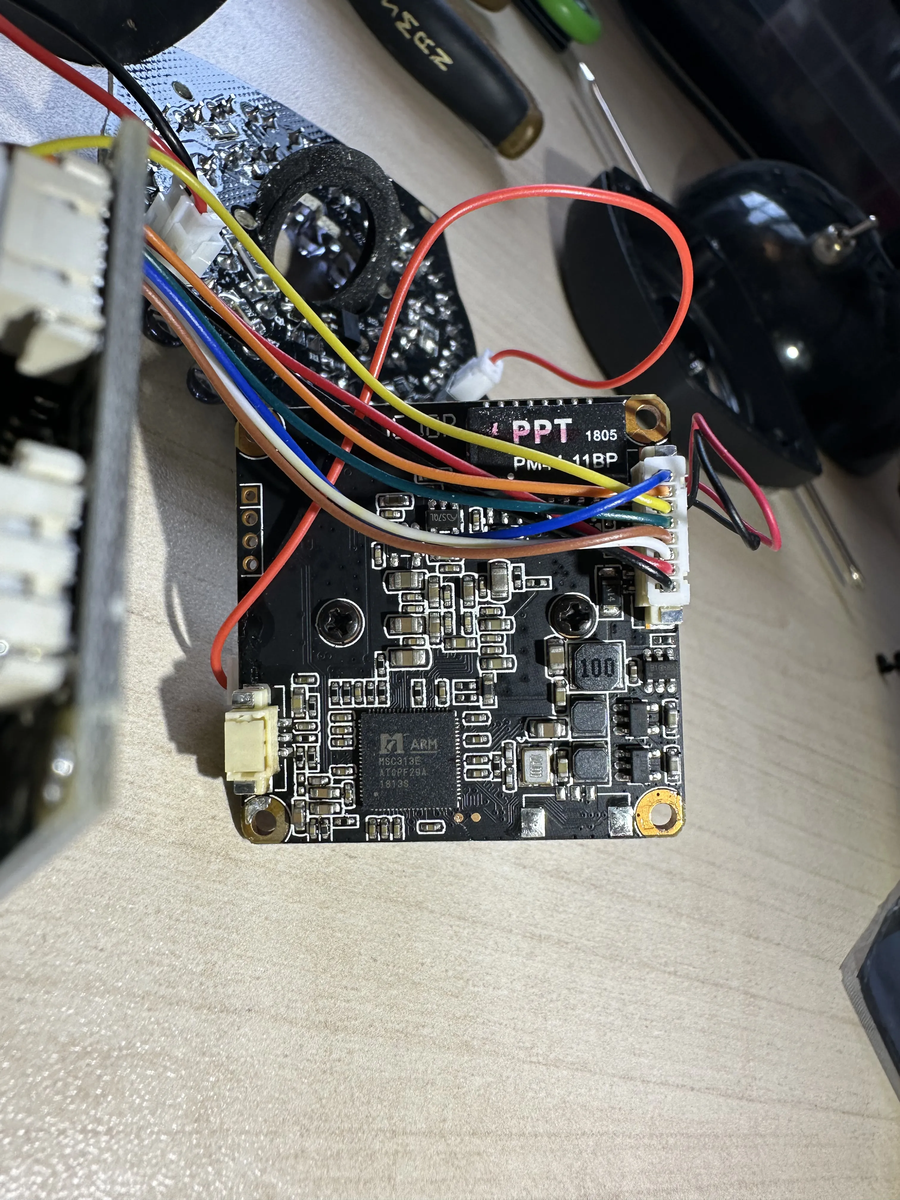 A top shot of the main board containing the processor