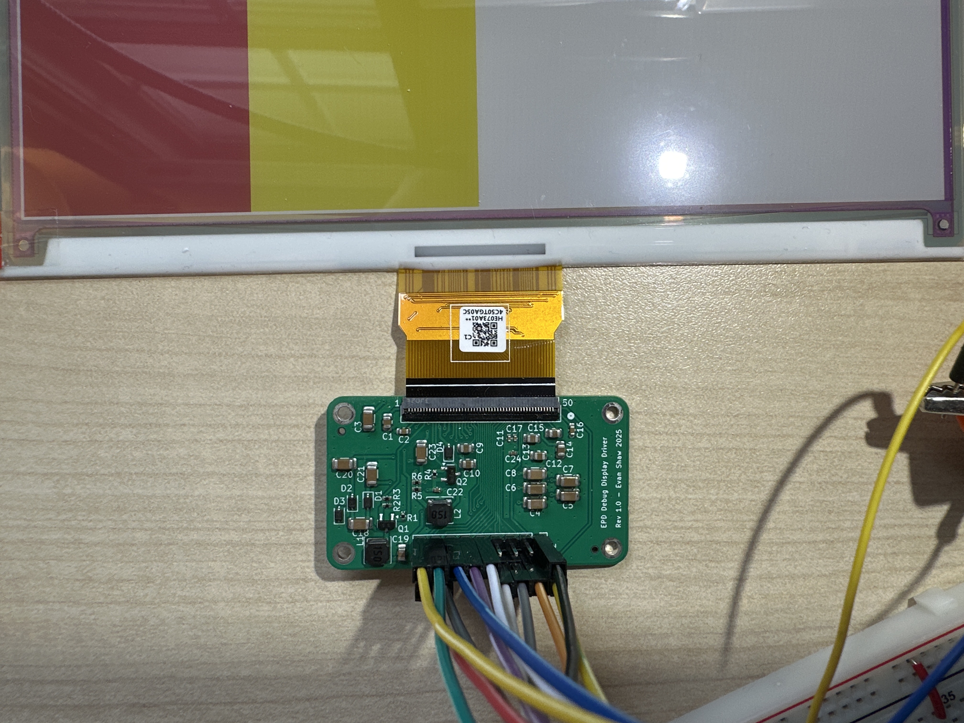 A block diagram of the final Perpetual Paper board design. At the top, a battery feds in to two regulators