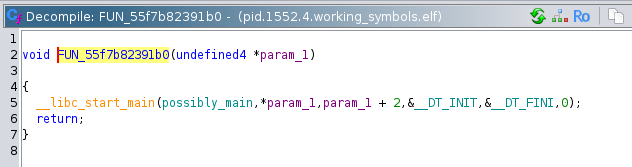 Screenshot of Ghidra showing the entrypoint function