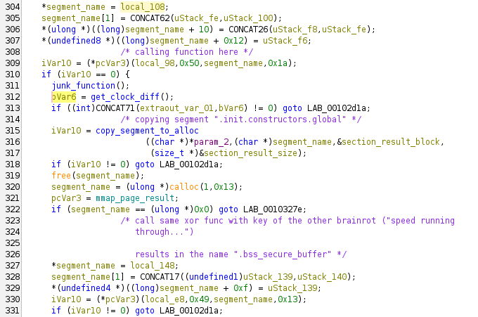 Screenshot of Ghidra showing the second ELF section